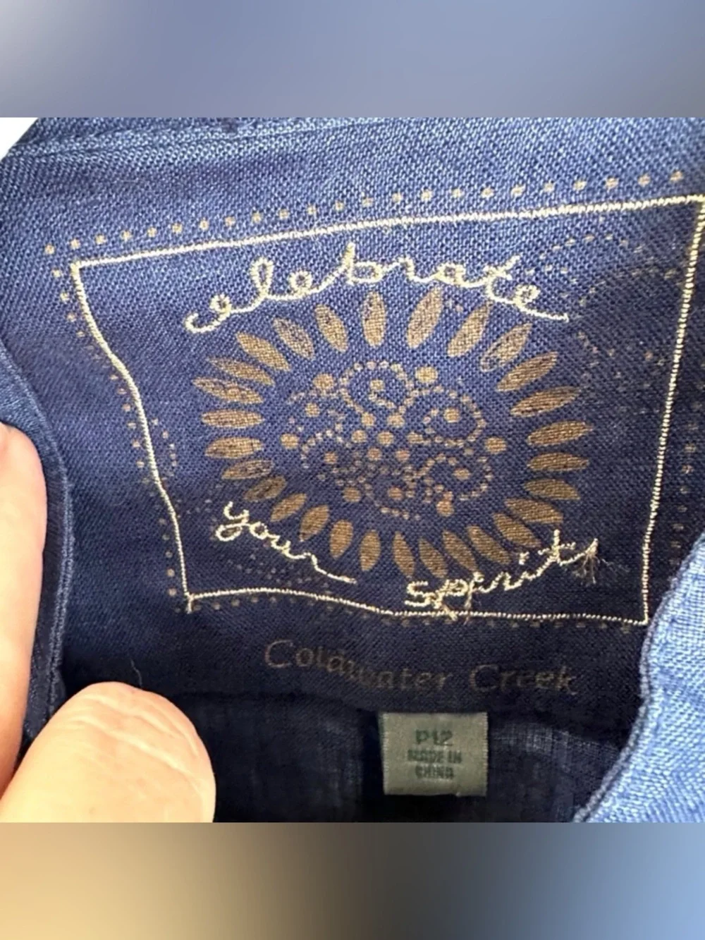 Coldwater Creek Linen Jacket Navy Button Mandarin Collar Lightweight Blazer M - Picture 10 of 10